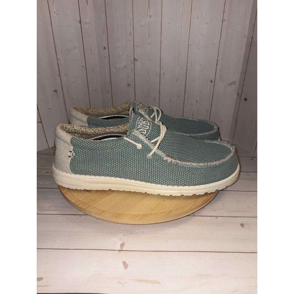 Hey Dude Wally Braided Men's Size 12 Aqua Blue Slip On Loafers Casual Shoes